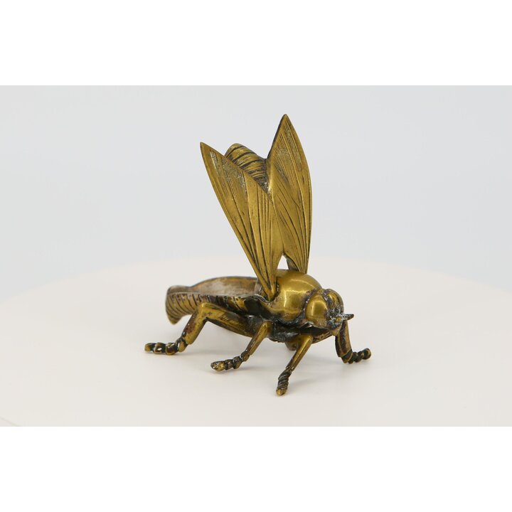 Cenicero Vintage en Forma de Mosca de Latón Macizo - Decoración de Mesa Años 80 - Objeto de Colección