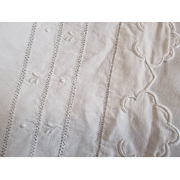 1910s French Antique Linen Bedding Set Monogram M