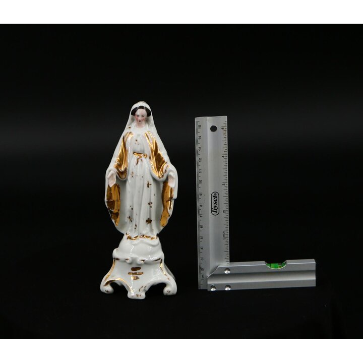 Estátua da Virgem Maria em Porcelana Dourada - Século XIX - 17 cm