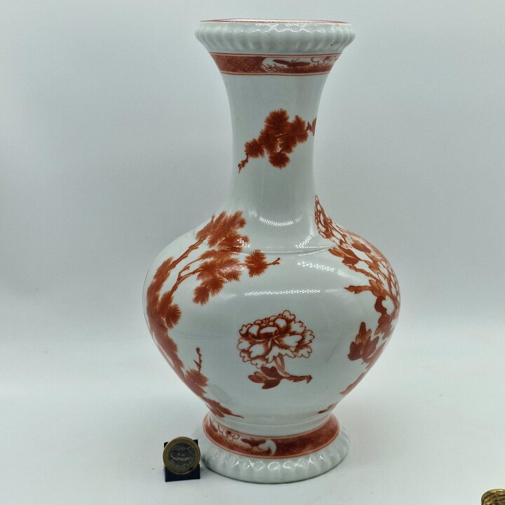 Wazon Porcelana Bareuther Waldsassen Bawaria Bażant Czerwony 1960