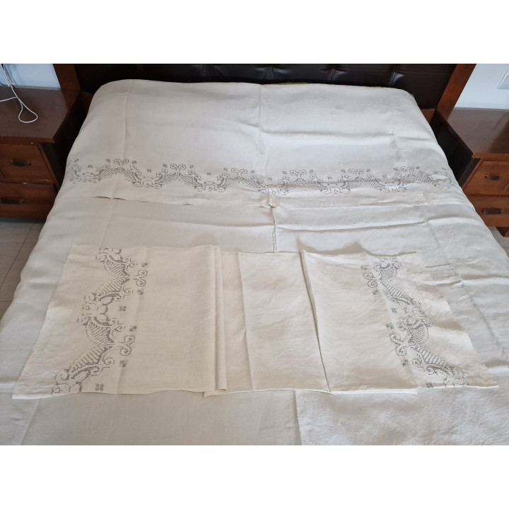 Set di Biancheria da Letto XIX Secolo - Lino Francese Antico