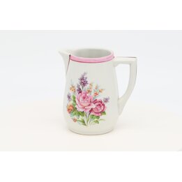 Porcelain Creamer Pitcher, Vintage Milk Jug - Limoges Vierzon France - Floral Pink Roses Design, 1980s Shabby Chic Tableware
