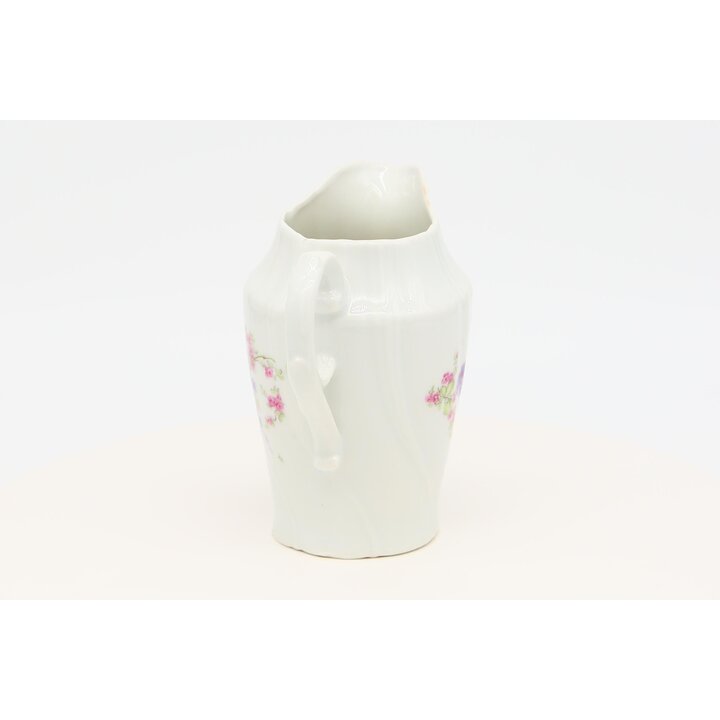 Lattiera in Porcellana di Limoges e Bricco per Latte - Decoro Floreale con Rose e Lillà, Brocca Vintage Francese Anni 1980, 14 c