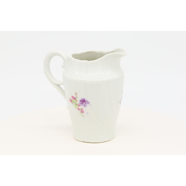Lattiera in Porcellana di Limoges e Bricco per Latte - Decoro Floreale con Rose e Lillà, Brocca Vintage Francese Anni 1980, 14 c