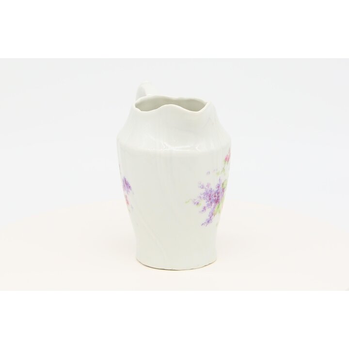 Lattiera in Porcellana di Limoges e Bricco per Latte - Decoro Floreale con Rose e Lillà, Brocca Vintage Francese Anni 1980, 14 c