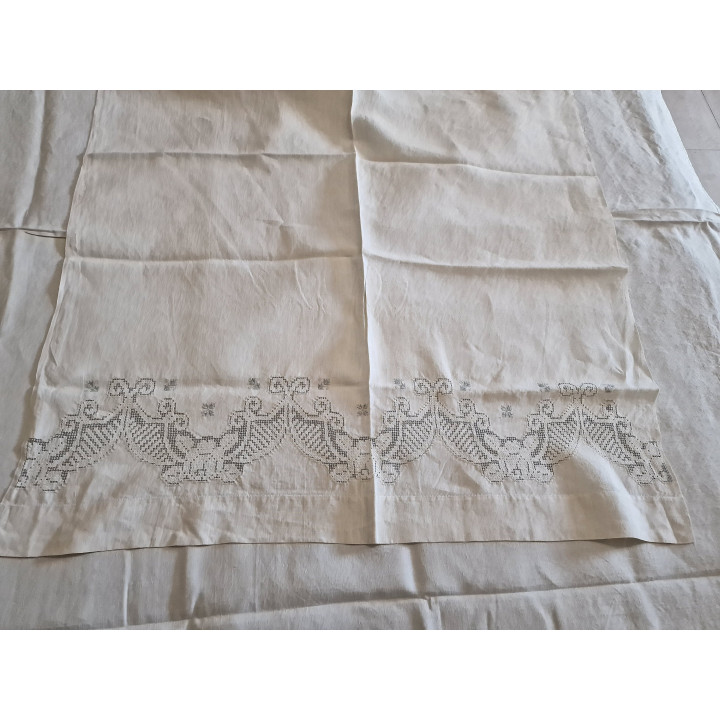 Conjunto de Ropa de Cama Siglo XIX - Lino Francés de Alta Gama