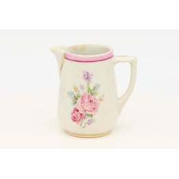 Antique Limoges Porcelain Milk Jug, Creamer Pitcher, Achille Bloch A.B. France, Floral Gold Trim, Belle Epoque Era c. 1900, 9cm