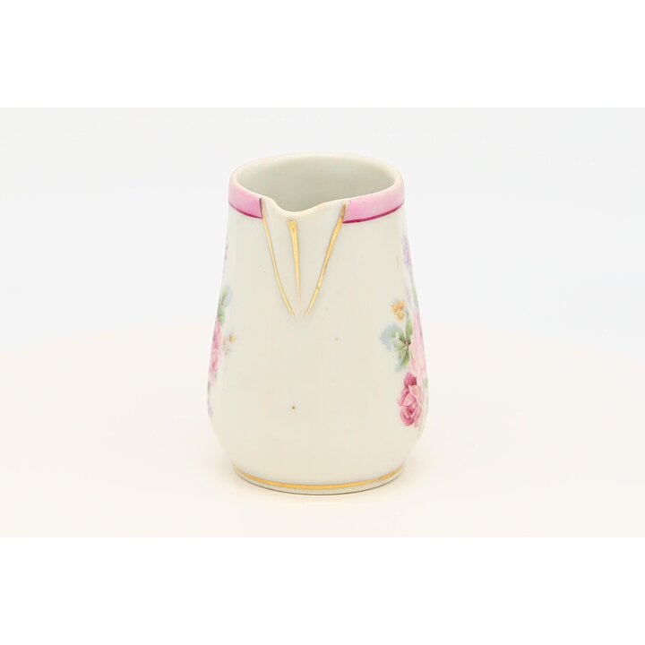 Jarra leiteira de porcelana Limoges, cremeira Achille Bloch A.B. França, decoração floral e ouro, época Belle Epoque, c. 1900, 9