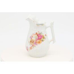 Mlecznik i Dzbanek do Mleka z Porcelany Vintage, Europejska Porcelana w Kwiaty ze Złoceniem, 16 cm - Retro Naczynia z Lat 80, Pr