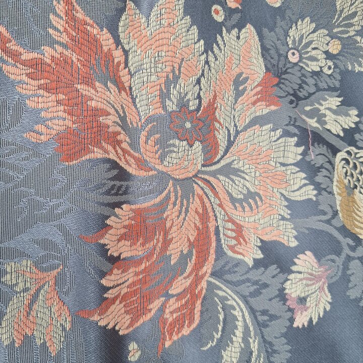 Tissu Jacquard de Valence Vintage, Brocart de Fallera, Damas de Soie et Coton, Costume Traditionnel Espagnol, Milieu du XXe Siec