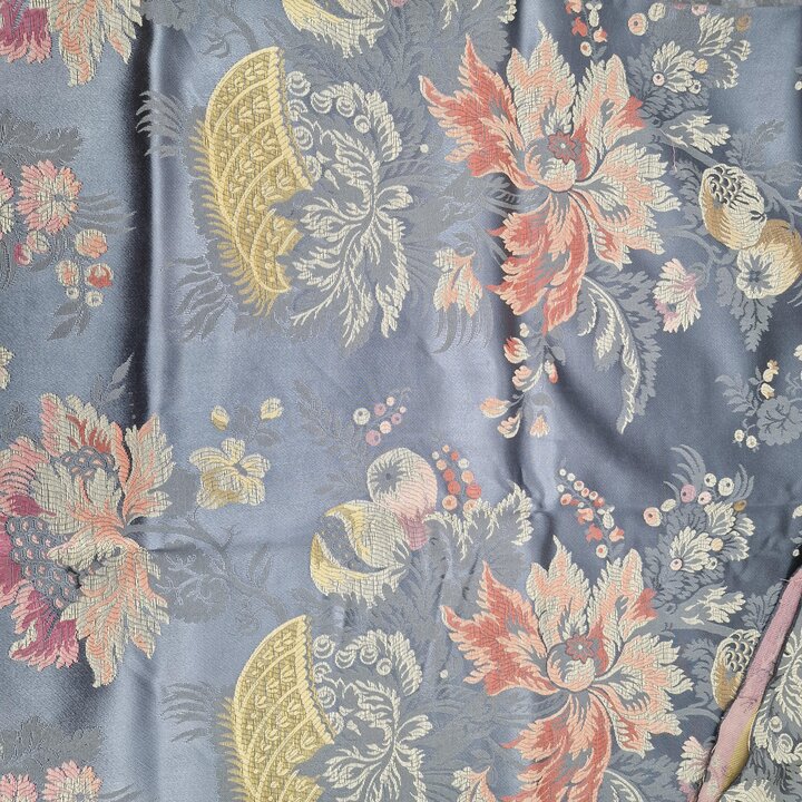 Tejido Jacquard Valenciano Vintage, Retal de Brocado de Fallera, Damasco de Seda y Algodon, Indumentaria Tradicional, Mediados d