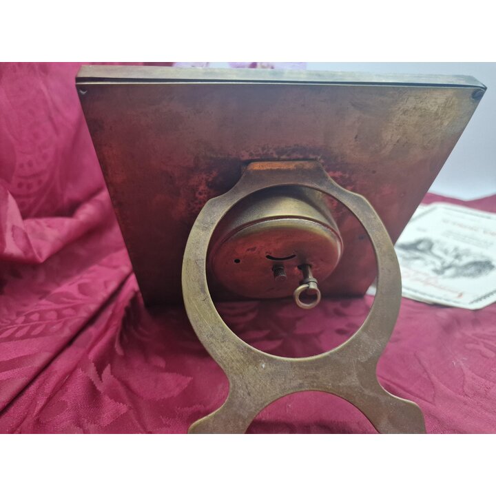 Horloge de Bureau Chinoiserie Vintage Pendule Sobriété Laiton Laque Pagode Non Fonctionnel Pour Restauration 15x15 cm