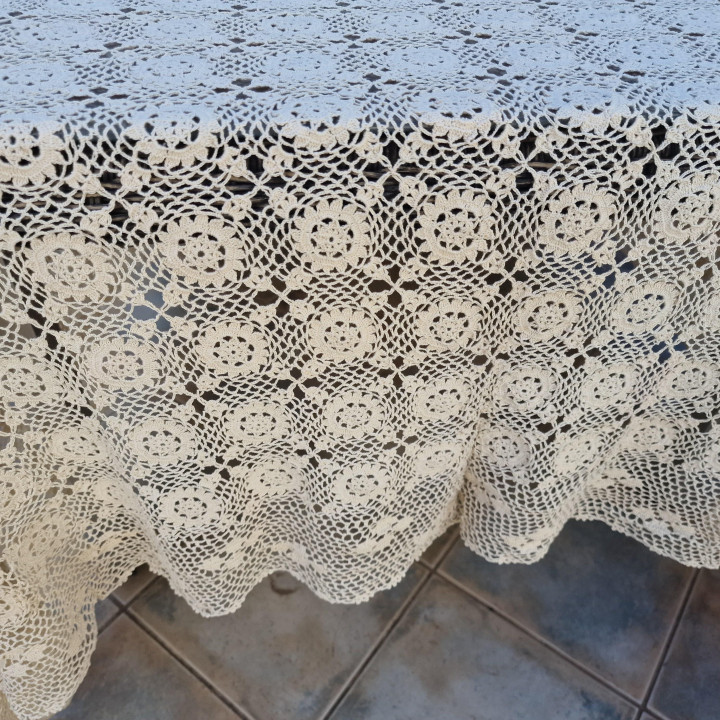 Toalha de Crochê Algodão Vintage Anos 60 (240x310 cm)