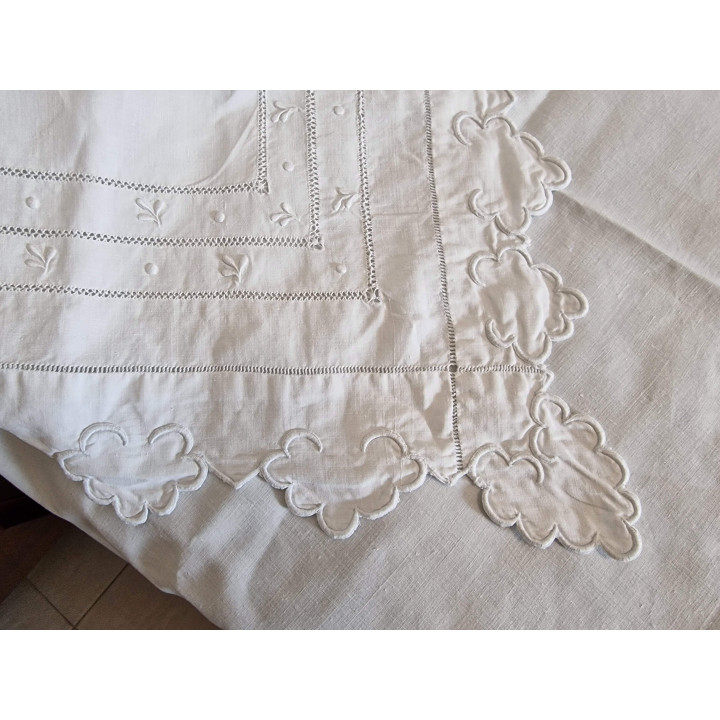 Conjunto de Cama em Linho Antigo 1910 Monograma M