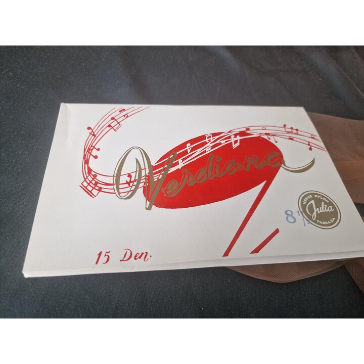 Vintage Strümpfe mit Naht Verdiana 15 Denier DuPont Nylon, Klassische Spanische Nahtstrümpfe 1950er Ungetragen