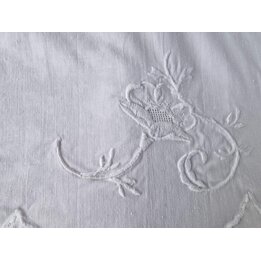 Parure de Lit Vintage Française, Drap et Taie d Oreiller en Coton Blanc Brodé Main, Monogramme, Trousseau de Mariage Ancien 1910