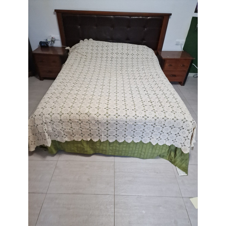Colcha Vintage de Encaje Ganchillo Manual 1930 (240x280 cm)
