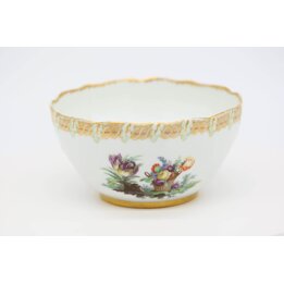 Meissen Porcelain Bowl - Hand Painted Deutsche Blumen Floral Pattern and Gold Rim Ceramic Dish, Vintage 1970s German Porcelain, 