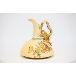 Aiguière Antique Style Royal Worcester à Anse Dragon - Porcelaine Victorienne Peinte à Main - 15cm - XIXe Siècle Objet de Cabine