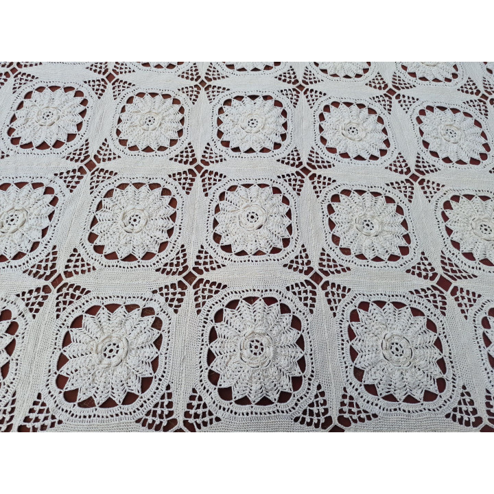 Colcha de Ganchillo Hecha a Mano Años 30 - 260x280 cm