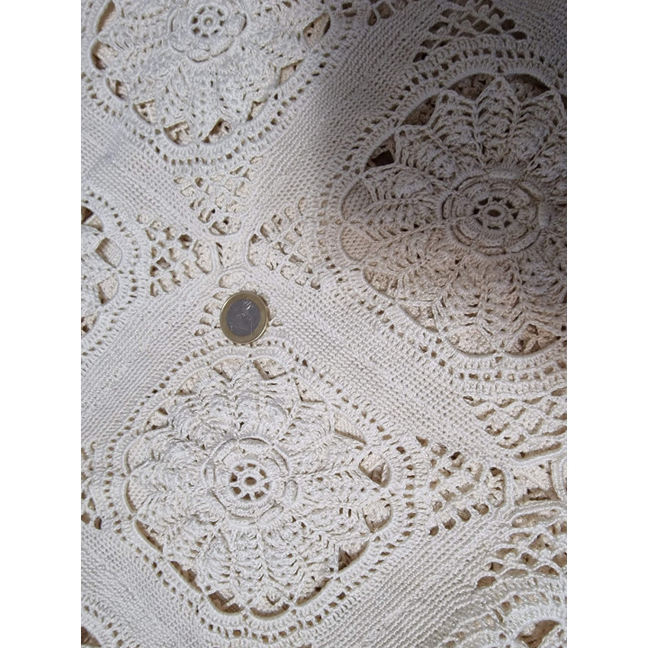 Antieke handgehaakte kanten sprei jaren 30 - 260x280cm