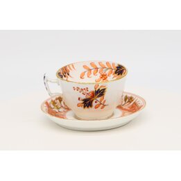 Filiżanka i Spodek Tuscan Bone China, Angielska Porcelana Vintage, Styl Imari Kobalt i Złoto, Anglia Epoka Edwardiańska 1910