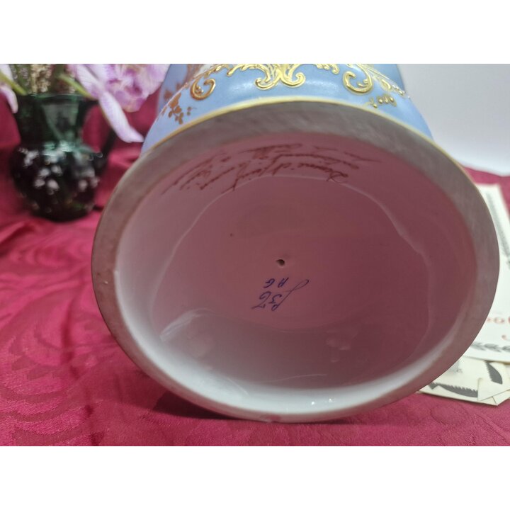 Vaso Urna Porcellana Le Tallec Paris Dipinto a Mano Fiori Oro Rococo Vaso Antico Per Restauro Altezza 14 cm