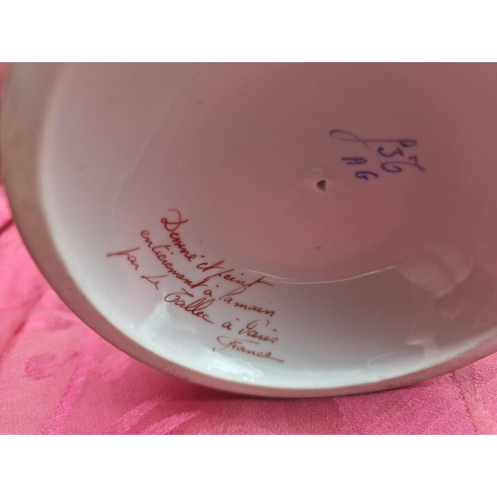 Jarra Vaso Porcelana Le Tallec Paris Pintado a Mão Flores Ouro Rococó Urna Antiga Para Restauro Altura 14 cm