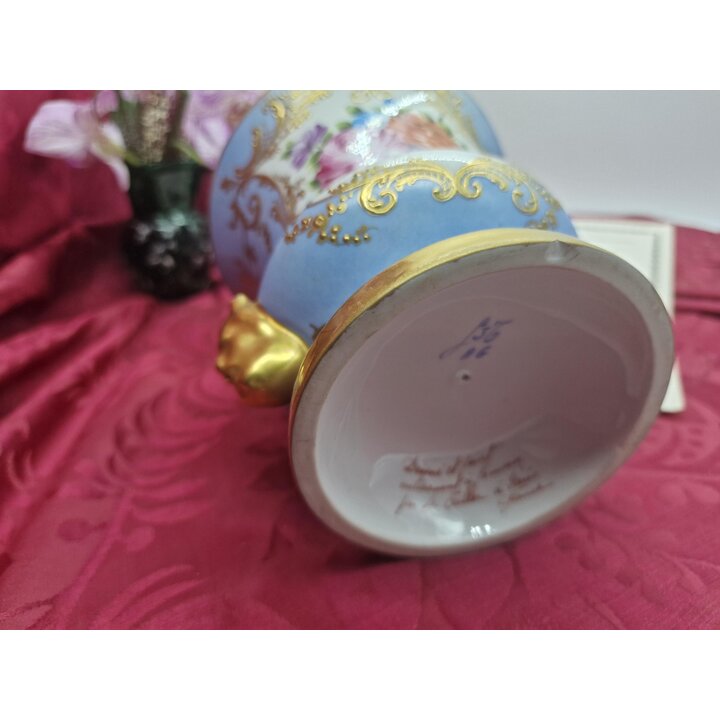 Wazon Porcelanowy Le Tallec Paryż Ręcznie Malowany Kwiaty Złocenia Rokoko Antyk Do Renowacji Wysokość 14 cm