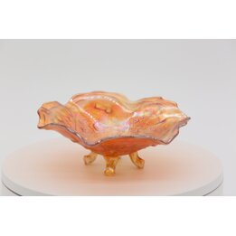 Bol tripode en verre de carnaval Lustre Rose, coupe Imperial Glass American Beauties, irisé Marigold, antiquité 1910