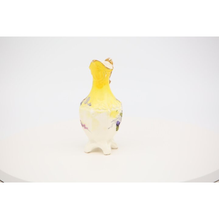 Jarro miniatura de cerâmica pintado à mão com flores, época 1930-1950