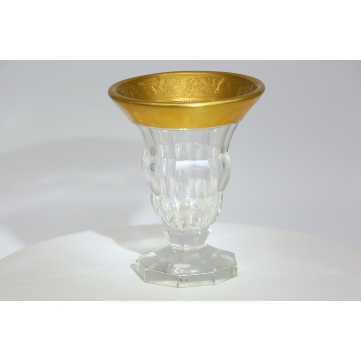 Jarrón Moser Oroplastic en Cristal y Oro de 24k - Circa 1930