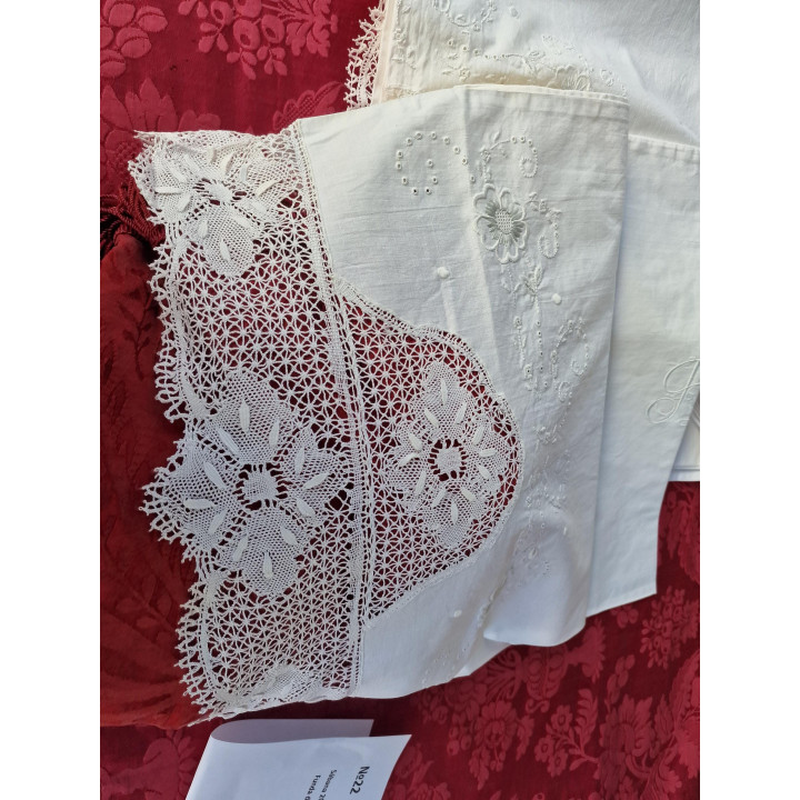 Roupa de cama antiga dote francesa 1910 | Bordado à mão