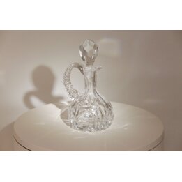 Carafe à liqueur en verre taillé avec anse et bouchon - Style classique - Années 90 - 18 cm