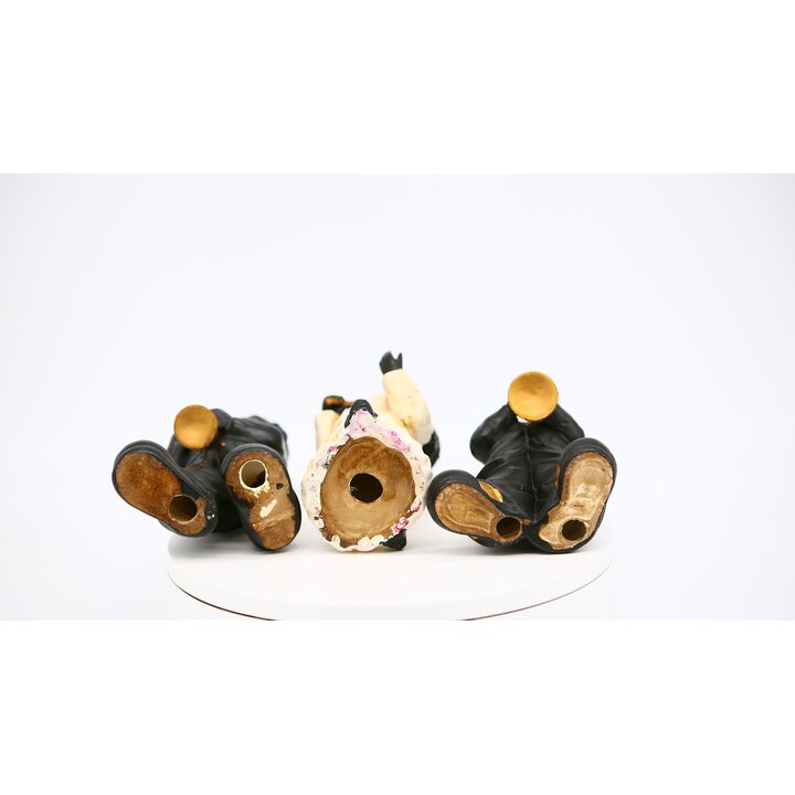 Conjunto de 3 Figuras de Cerâmica de Banda de Jazz Vintage, Estátuas Pintadas a Mão de Cantora e Músicos, Decoración Retro Anos 