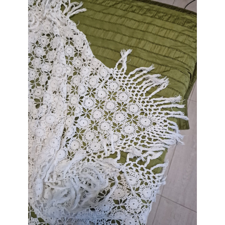 Antique 1930s Handmade Lace Bedspread | Vintage Crochet