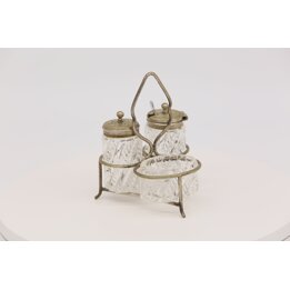 Vintage Gewürzset 1960er und Metallständer - Pressglas Mid Century