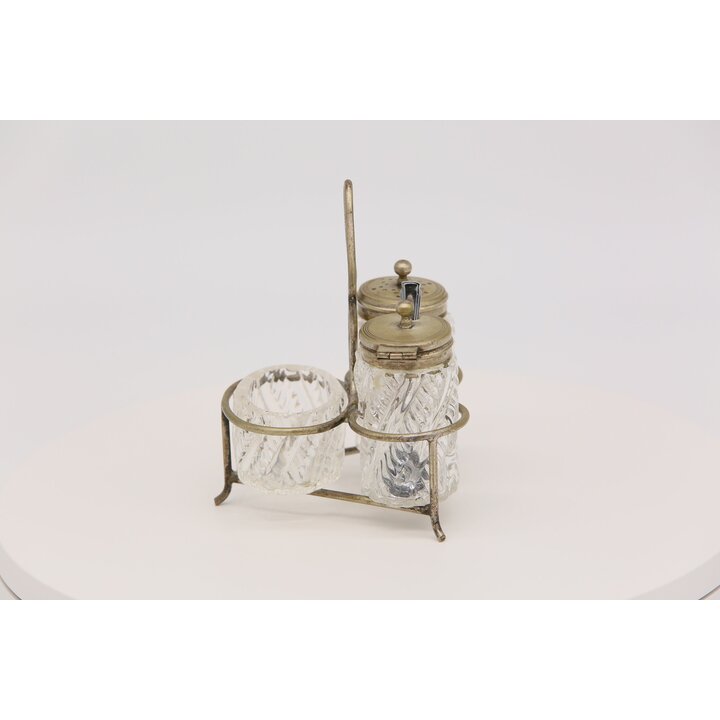 Vintage Gewürzset 1960er und Metallständer - Pressglas Mid Century