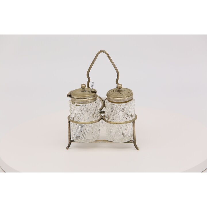 Vintage Gewürzset 1960er und Metallständer - Pressglas Mid Century