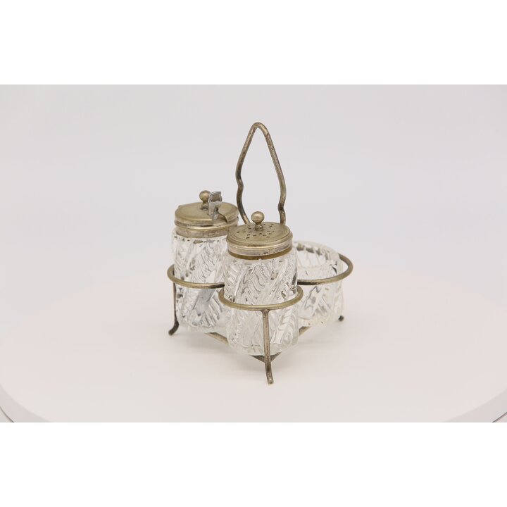 Vintage Gewürzset 1960er und Metallständer - Pressglas Mid Century