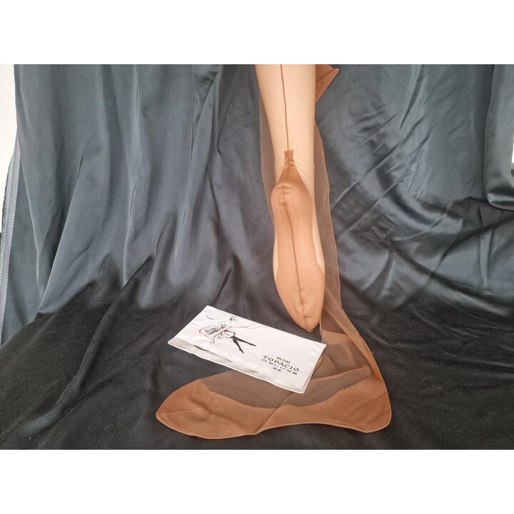 Vintage 1960s Seamed Nylon Stockings, Medias Topacio Deluxe 66 Sheer Fully Fashioned Hosiery with Cuban Heel, New in Packaging S