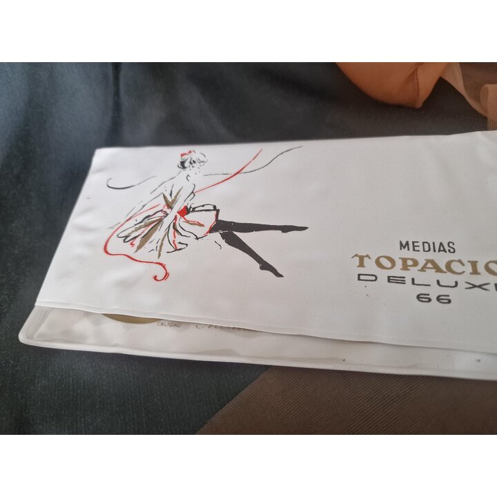 Bas Vintage à Couture en Nylon Années 60, Medias Topacio Deluxe 66 Bas Diminiqués Talon Renforcé, Neufs en Emballage Taille 9.5