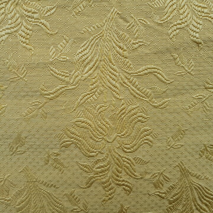 Antike Jacquard Tagesdecke, Vintage Goldgelber Bettbezug, Klassisches Damast Blumenmuster, 220x240 cm, Anfang des 20 Jahrhundert
