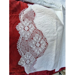 1910年代フランス製アンティーク寝具セット、手刺繍レース