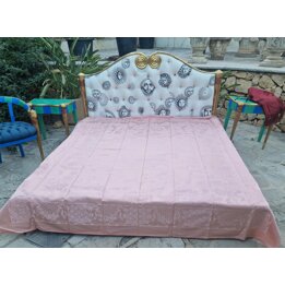 Colcha de Damasco Rosa Vintage Cubrecama Jacquard Mezcla de Seda y Viscosa Patrón Floral 235 x 220 cm