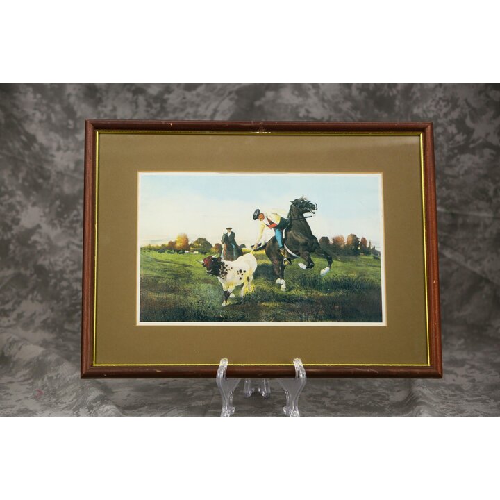 Gerahmter Stierkampf Kunstdruck, Atelier R. Serrano Valencia, Vintage Tauromachie Reproduktion, 1990er Jahre, Büro Dekoration