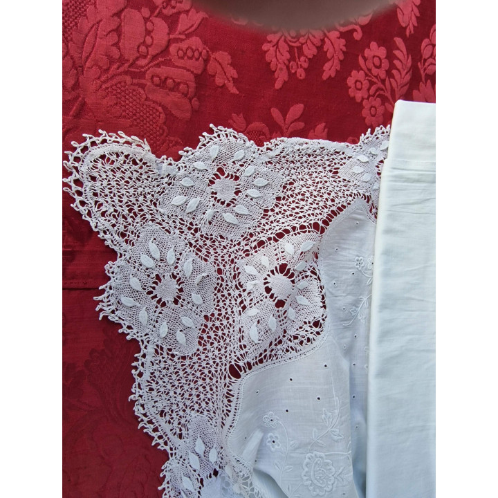 Antike französische Bettwäsche 1910 - Handbestickt mit Spitze