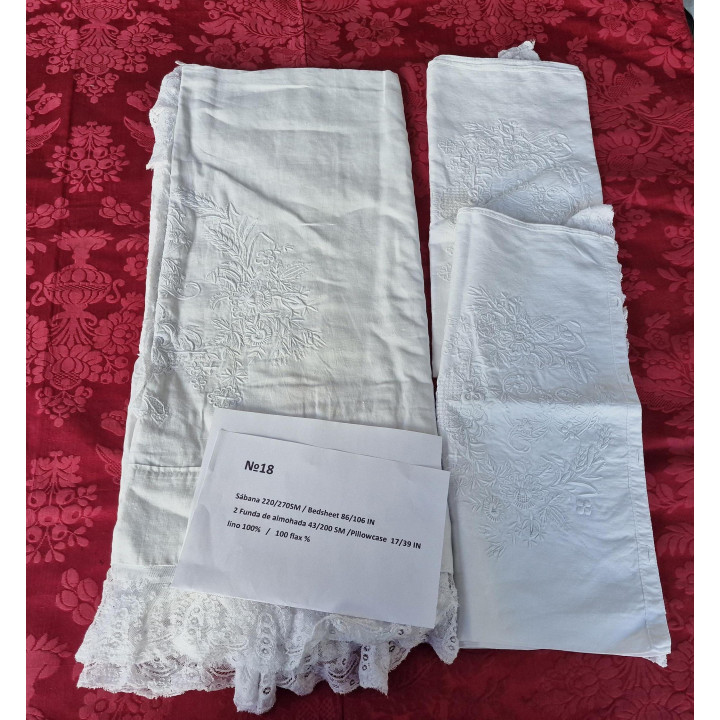 Antique French Pure Linen Bedding Set 1900s - Belle Époque