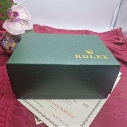 Pudełko na Zegarek Etui Vintage, Rolex Oyster Ref 68 00 2, Komplet z Poduszką, Portfelem i Pieczęcią, Lata 80 Szwajcaria, Stan D
