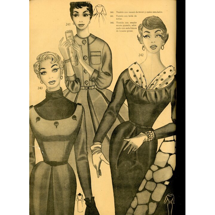 Eva Figurín 1956 Revista de Moda Española Vintage, Guía de Estilo Otoño Invierno, Academia AEI San Sebastián, Patrones de Costur